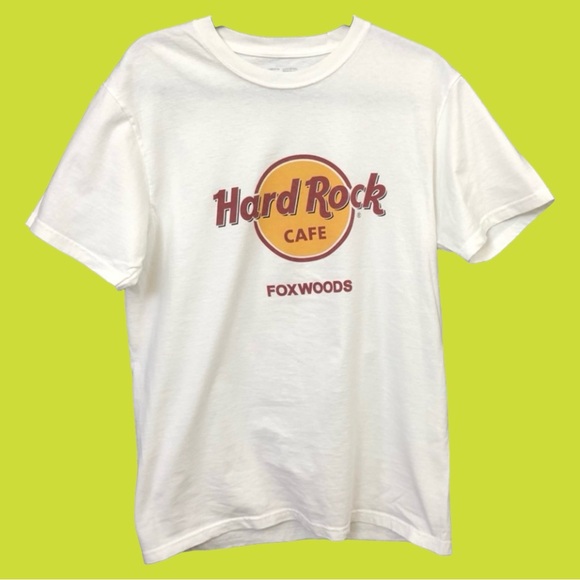 Hard Rock Cafe Tops - Hard Rock Cafe Foxwoods classic logo white tee unisex M